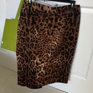 Alberto Makali Brown and Black Leopard Pencil Skirt